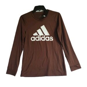 New Adidas Men's S/P Small Brown Amplifier Long Sleeve Badge of Sport‎ T-Shirt